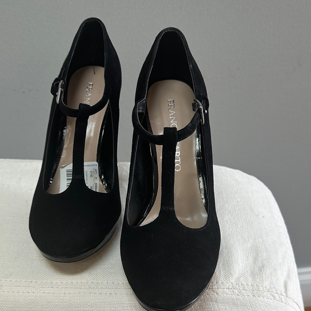 Franco Sarto Suede T-Strap Heels